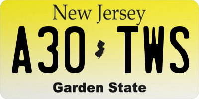 NJ license plate A30TWS