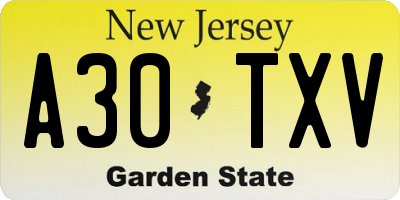 NJ license plate A30TXV