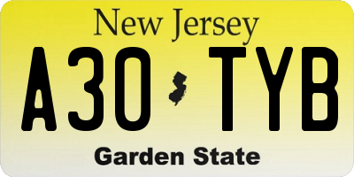 NJ license plate A30TYB