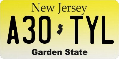 NJ license plate A30TYL