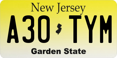 NJ license plate A30TYM