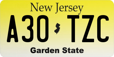 NJ license plate A30TZC