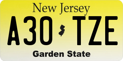 NJ license plate A30TZE