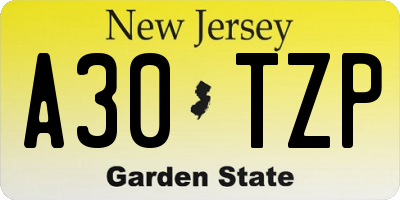 NJ license plate A30TZP