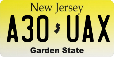 NJ license plate A30UAX