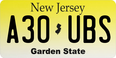 NJ license plate A30UBS