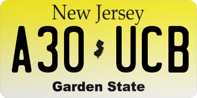 NJ license plate A30UCB