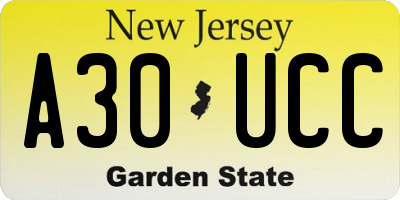 NJ license plate A30UCC