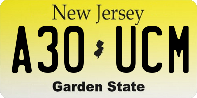 NJ license plate A30UCM