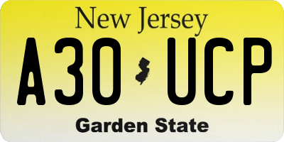 NJ license plate A30UCP