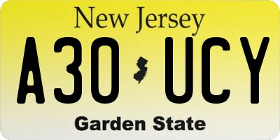 NJ license plate A30UCY