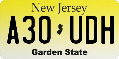 NJ license plate A30UDH