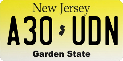 NJ license plate A30UDN
