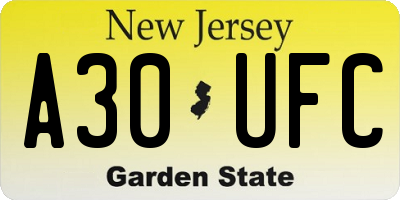 NJ license plate A30UFC