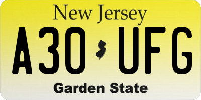 NJ license plate A30UFG