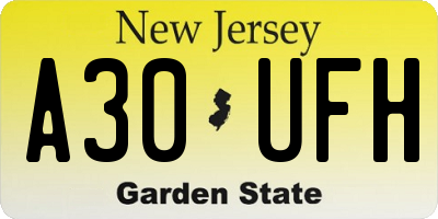 NJ license plate A30UFH