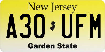NJ license plate A30UFM