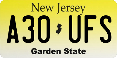 NJ license plate A30UFS