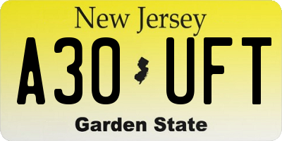 NJ license plate A30UFT
