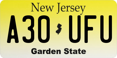 NJ license plate A30UFU
