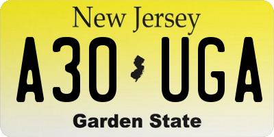 NJ license plate A30UGA