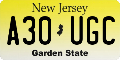 NJ license plate A30UGC