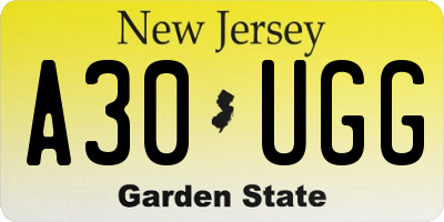 NJ license plate A30UGG