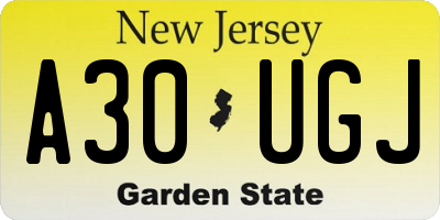 NJ license plate A30UGJ