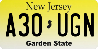 NJ license plate A30UGN