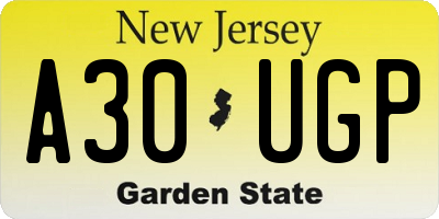 NJ license plate A30UGP