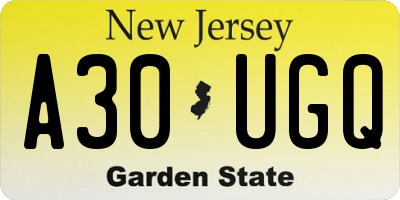 NJ license plate A30UGQ