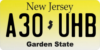 NJ license plate A30UHB