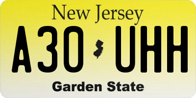 NJ license plate A30UHH