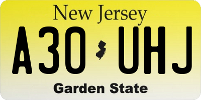 NJ license plate A30UHJ