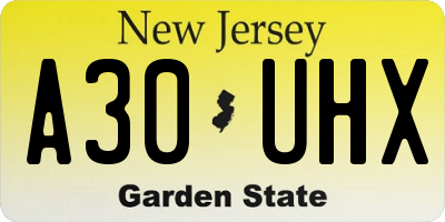NJ license plate A30UHX