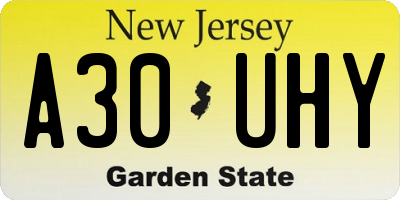 NJ license plate A30UHY