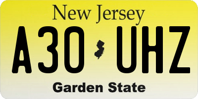 NJ license plate A30UHZ