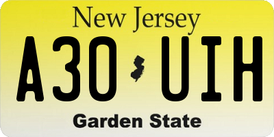 NJ license plate A30UIH