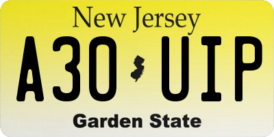 NJ license plate A30UIP