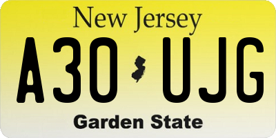 NJ license plate A30UJG