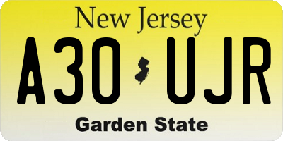 NJ license plate A30UJR