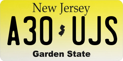 NJ license plate A30UJS