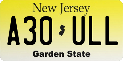 NJ license plate A30ULL