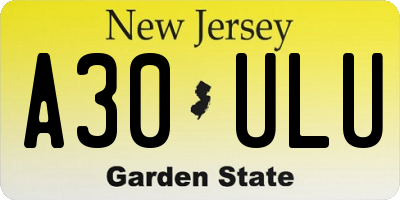 NJ license plate A30ULU