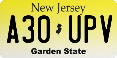 NJ license plate A30UPV