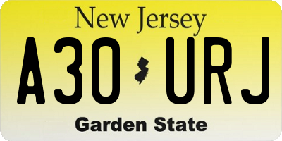 NJ license plate A30URJ
