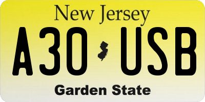 NJ license plate A30USB