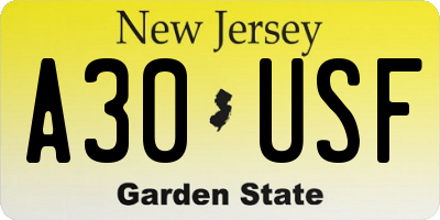 NJ license plate A30USF