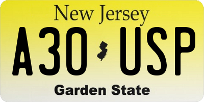NJ license plate A30USP