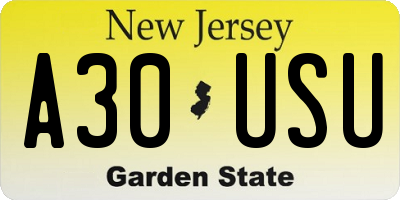 NJ license plate A30USU